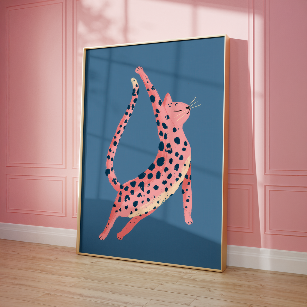 Pink Leopard Cat - Printable Wall Art