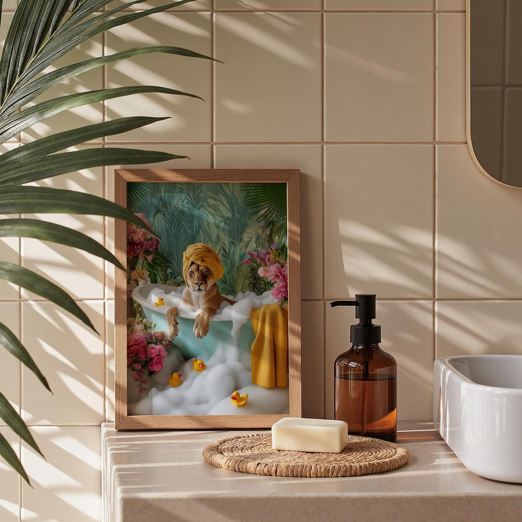 Printable Wall Art — Lioness Bubble Bath Poster