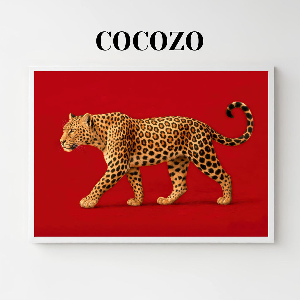 Leopard Print Wall Art — Bold Red Y2K Cheetah Poster (Digital Download)