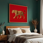 Leopard Print Wall Art — Bold Red Y2K Cheetah Poster (Digital Download)