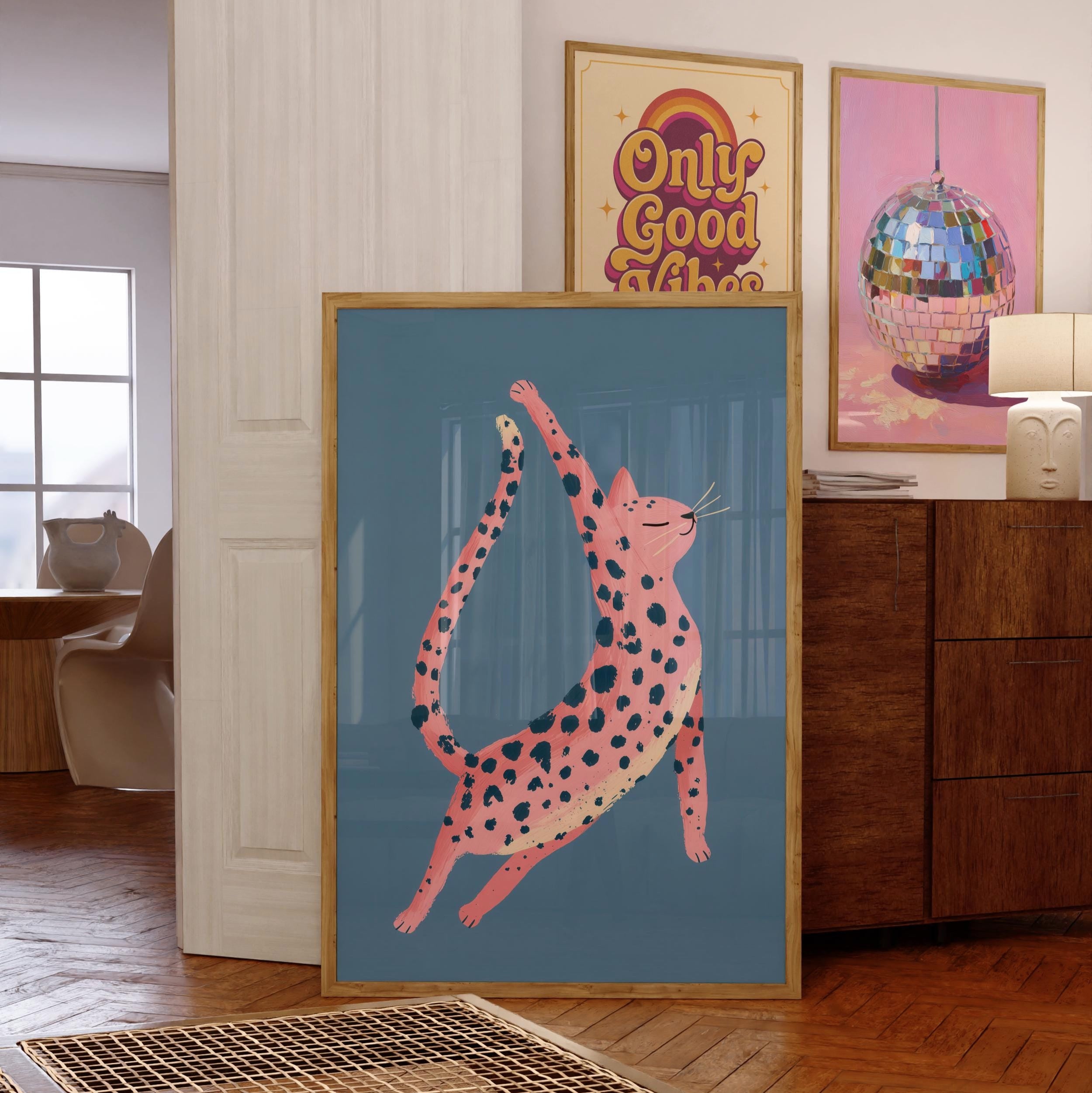 Pink Leopard Cat - Printable Wall Art
