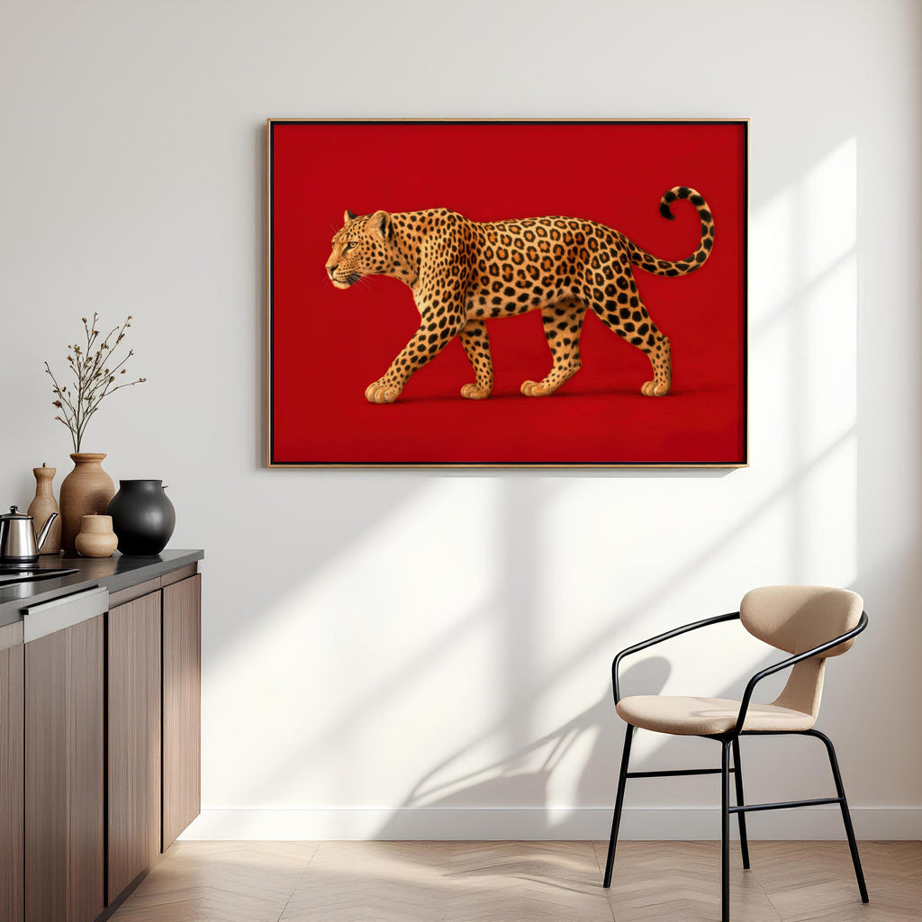 Leopard Print Wall Art — Bold Red Y2K Cheetah Poster (Digital Download)