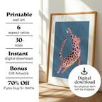 Pink Leopard Cat - Printable Wall Art