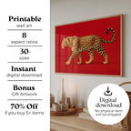 Leopard Print Wall Art — Bold Red Y2K Cheetah Poster (Digital Download)