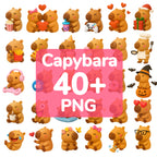 40+ Kawaii Capybara PNG Bundle | 3D Clipart & Emotes for Sublimation