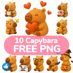 10 FREE Capybara PNG Clipart | Digital Download