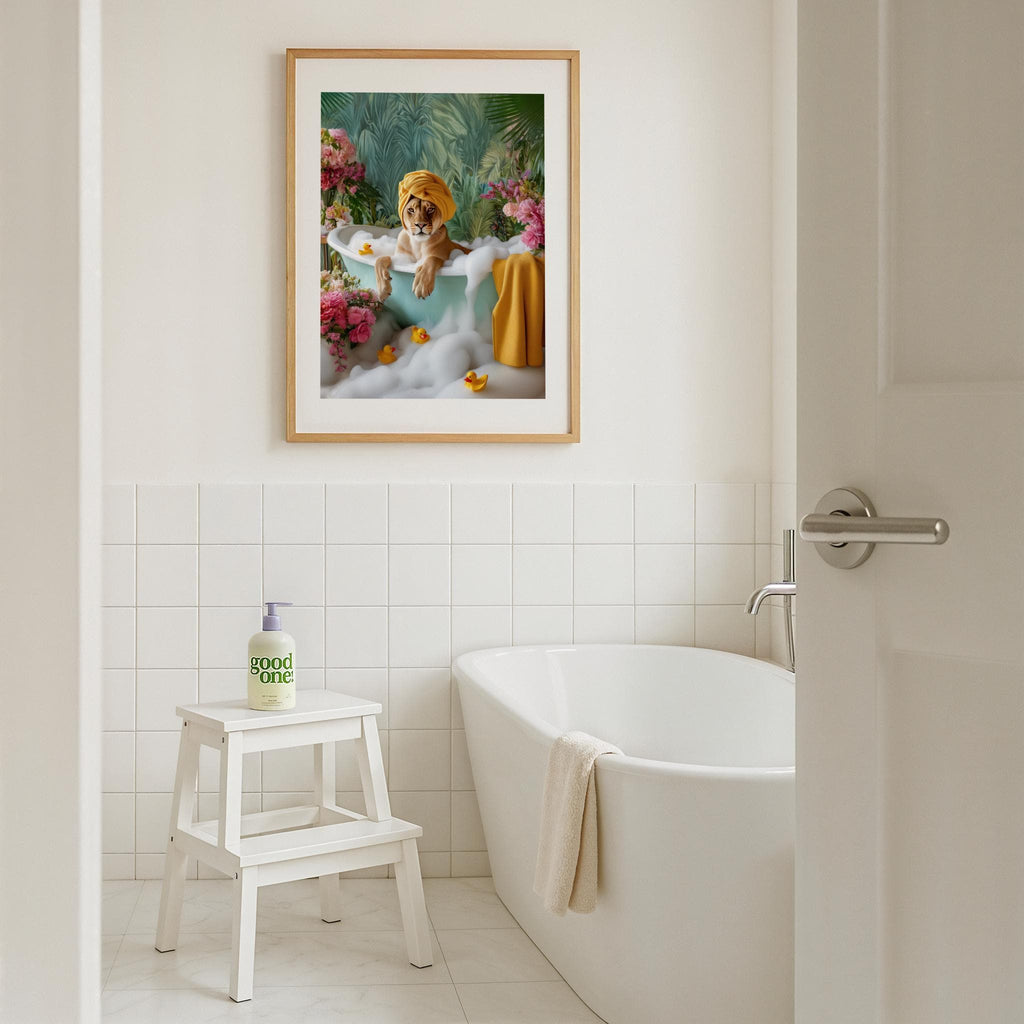 Printable Wall Art — Lioness Bubble Bath Poster