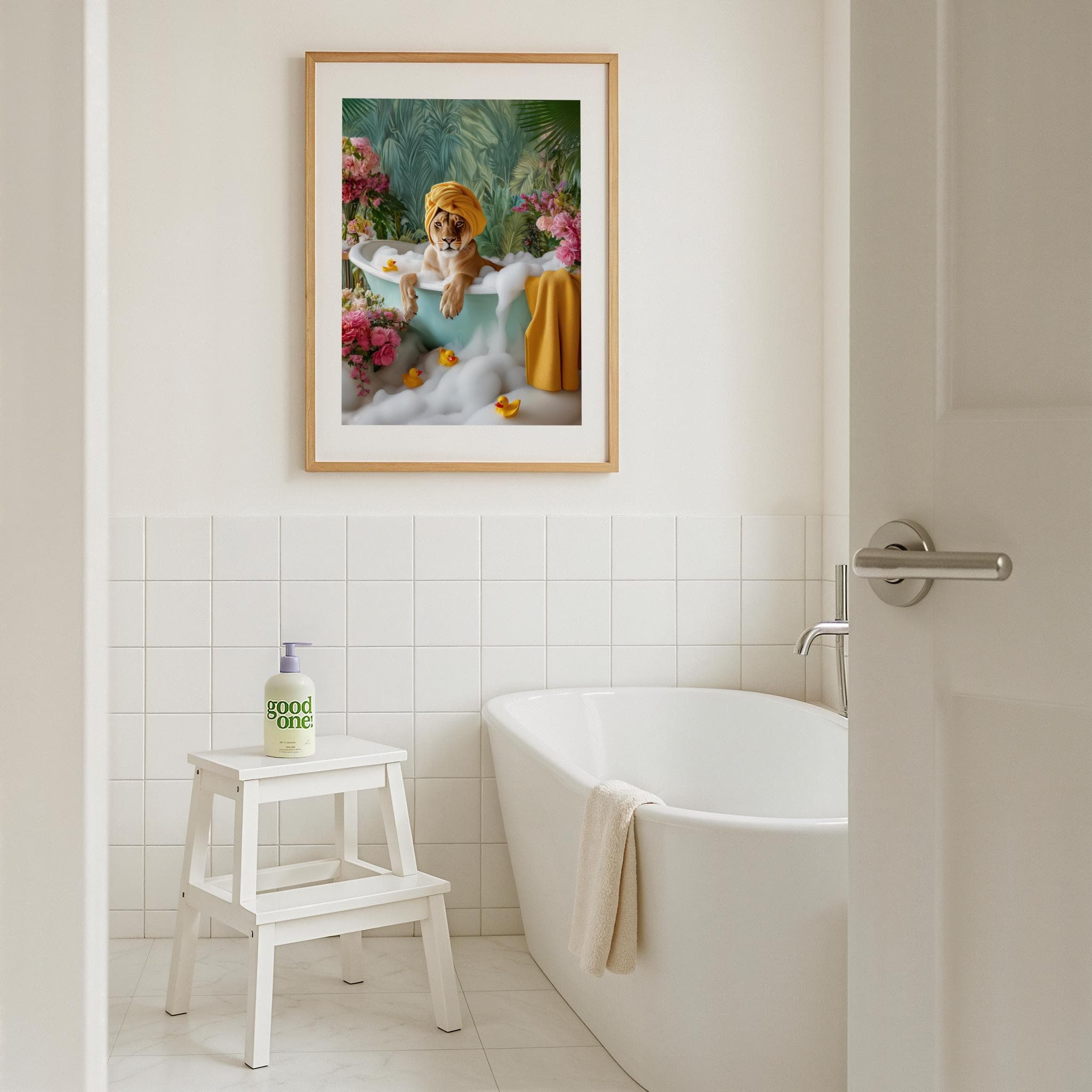 Printable Wall Art — Lioness Bubble Bath Poster