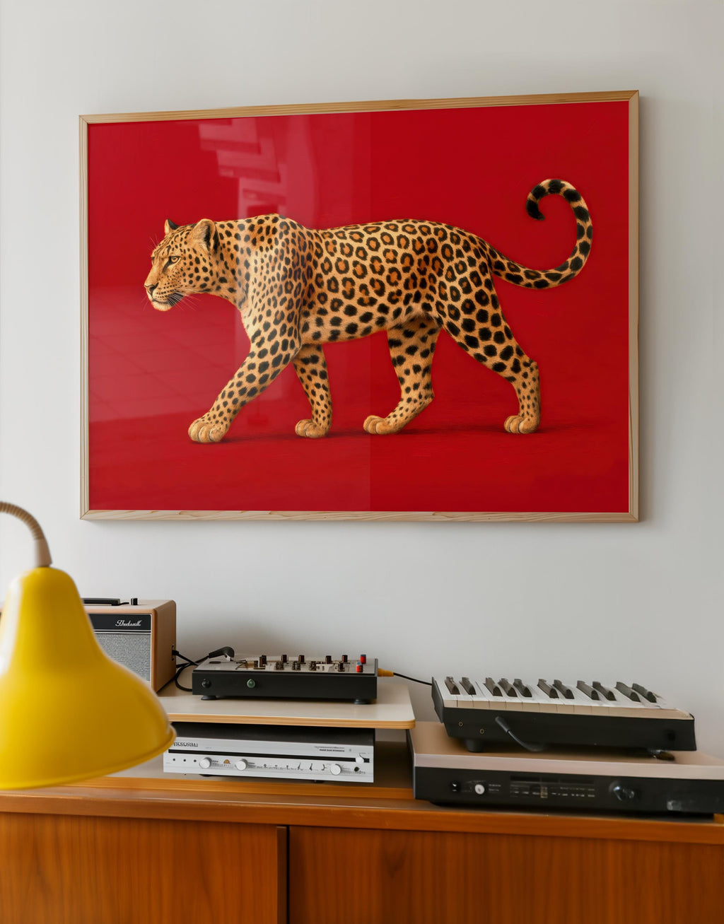 Leopard Print Wall Art — Bold Red Y2K Cheetah Poster (Digital Download)