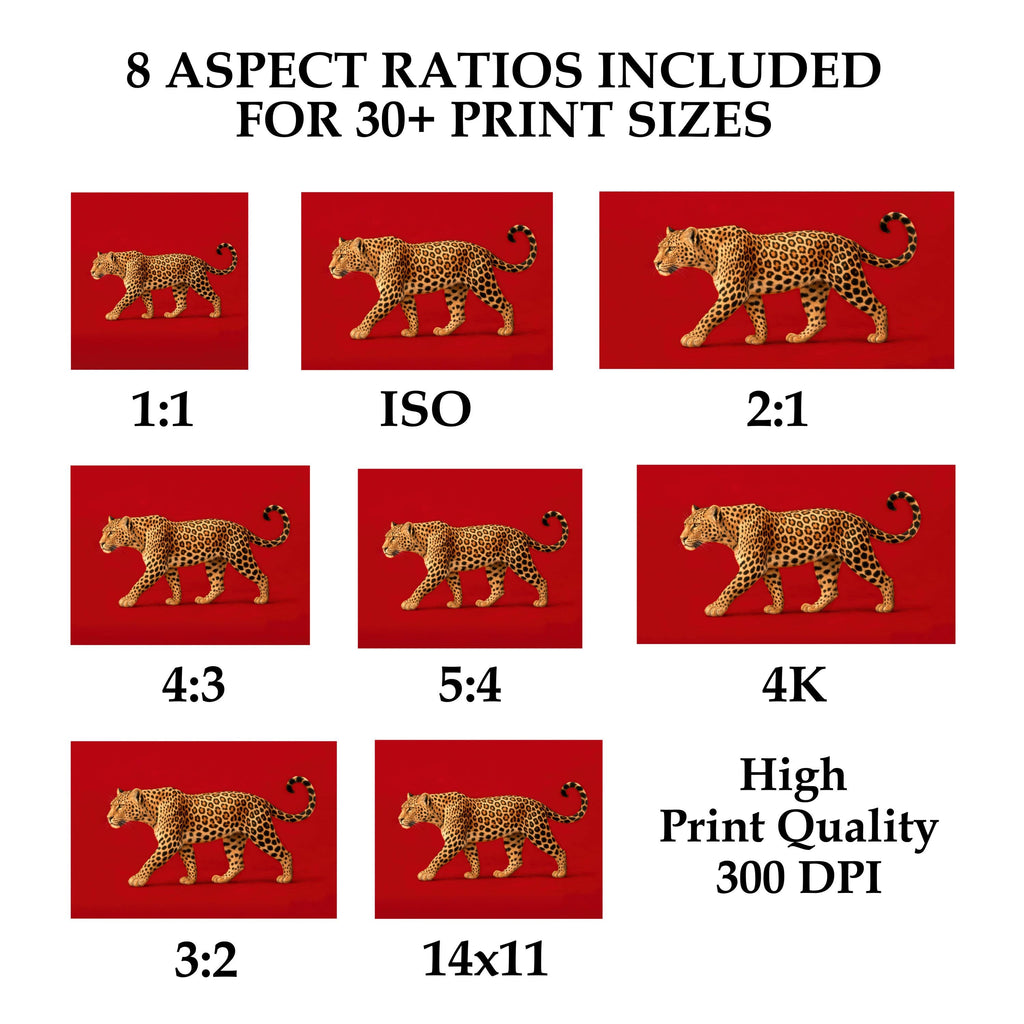 Leopard Print Wall Art — Bold Red Y2K Cheetah Poster (Digital Download)