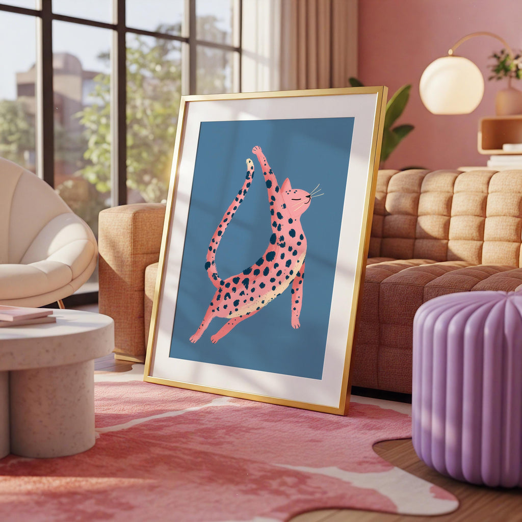 Pink Leopard Cat - Printable Wall Art