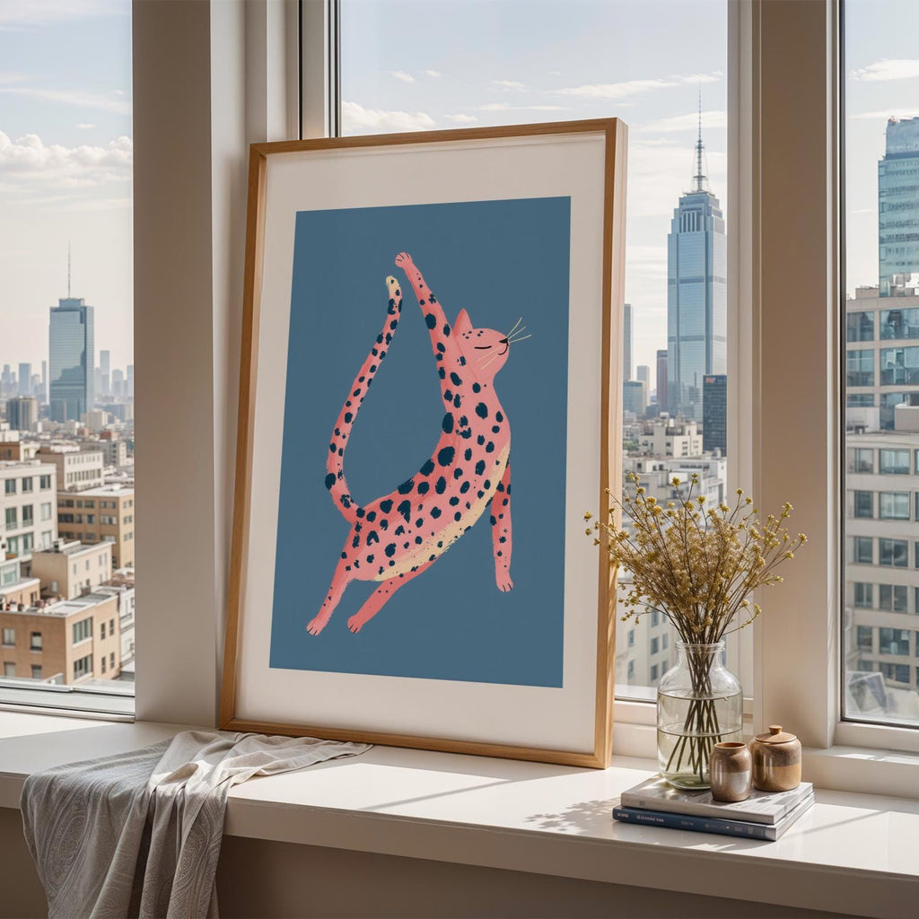 Pink Leopard Cat - Printable Wall Art