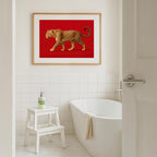 Leopard Print Wall Art — Bold Red Y2K Cheetah Poster (Digital Download)